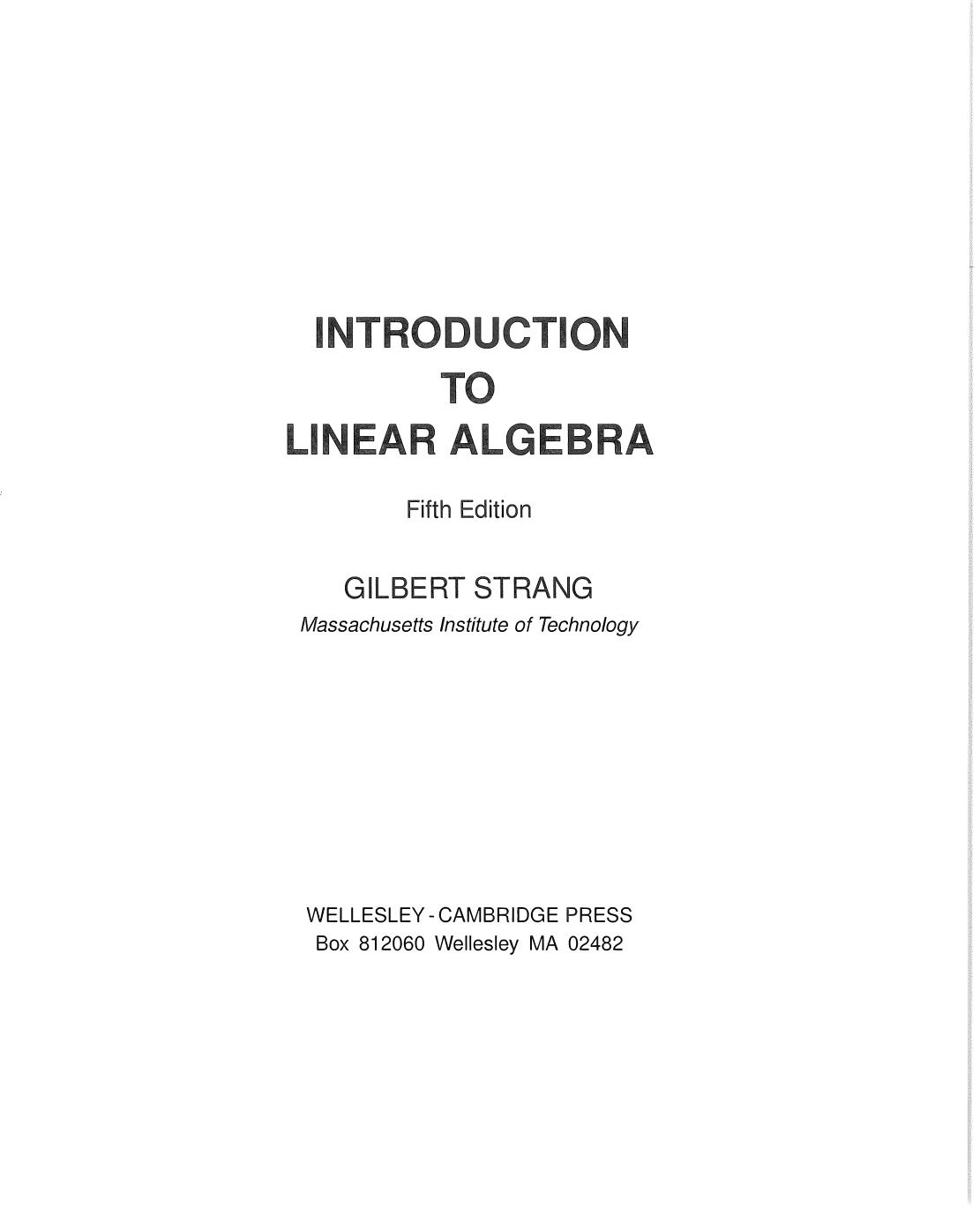 Gilbert Strang- Introduction to Linear Algebra (Ed 5) (2016)