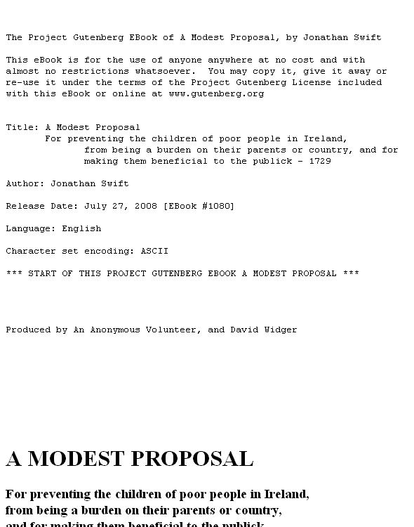 A Modest Proposal
