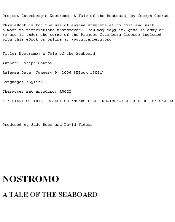Nostromo, a Tale of the Seaboard