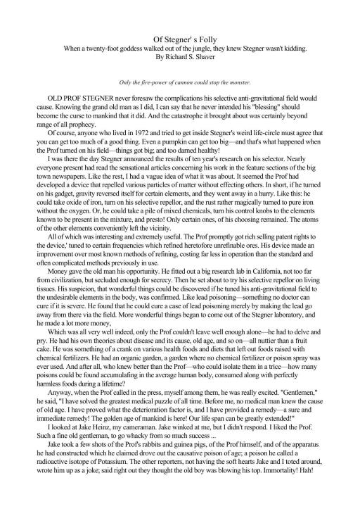Of Stegner's Folly