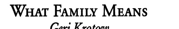 What Family Means