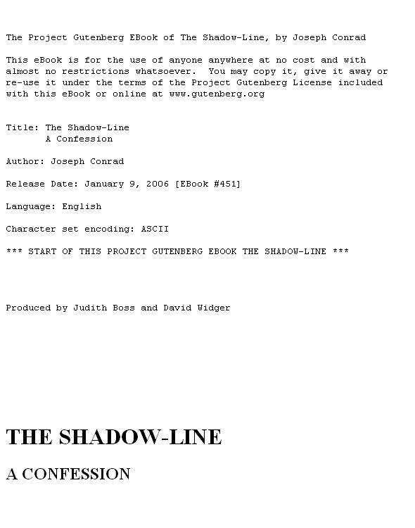 The Shadow Line; a confession