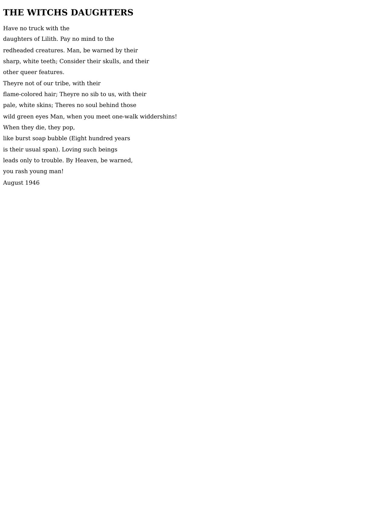 Witch's Daughters (Poetry)